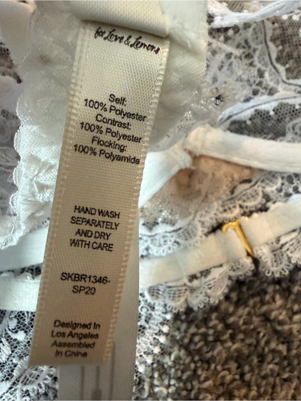 For Love & Lemons White Lace Bra Garter Thong Lingerie Set Size S - Picture 7 of 11